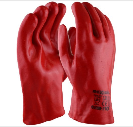 CHEMICAL GLOVES 27CM RED PVC
