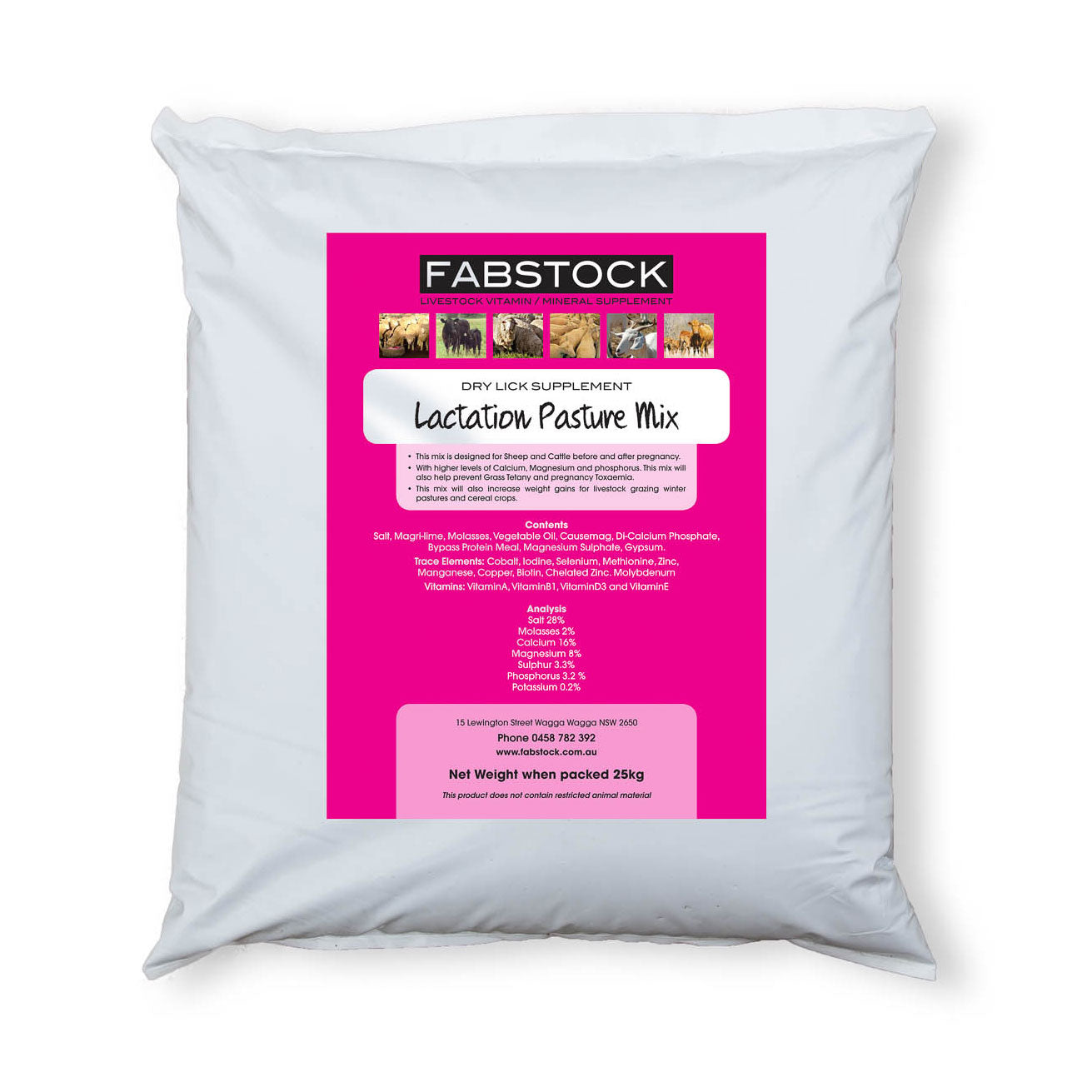 FABSTOCK LACTATION PASTURE MIX 25KG
