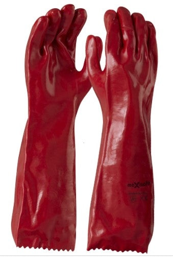GLOVES CHEMICAL 45CM RED PVC