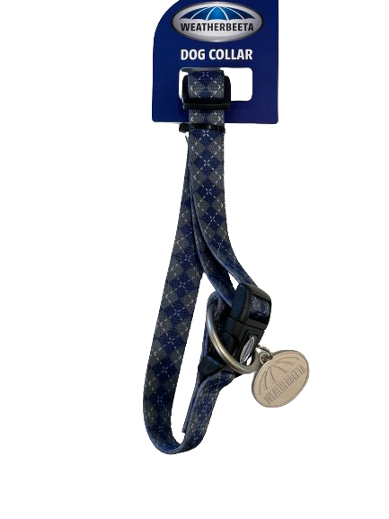 WEATHERBEETA DOG COLLAR BLUE SIZE MEDIUM