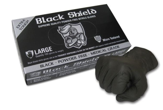 GLOVES NITRILE (BLACK SHIELD) PKT OF 100